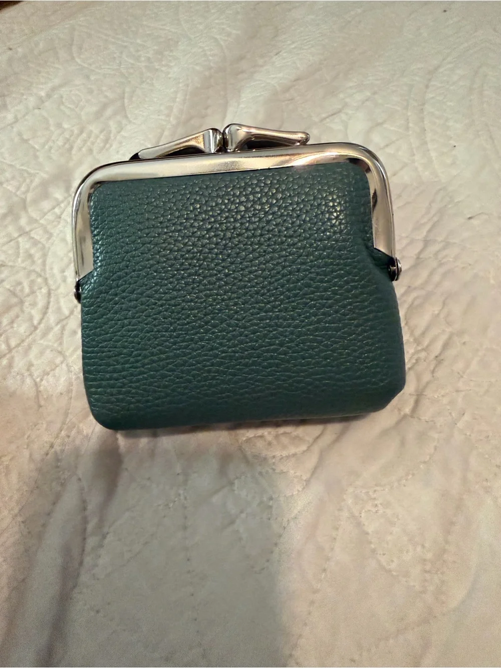 Classic Leather Kiss-Lock Coin Purse - Teal